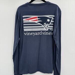 Vineyard Vines New England Patriots Pocket T-Shirt Mens XS Blue Long Sleeve